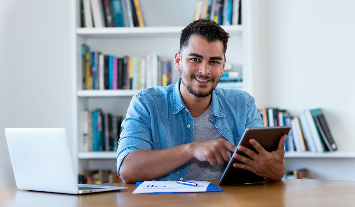 Someone using a tablet computer